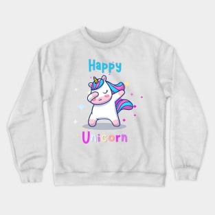 Happy Unicorn Cool Unicorn With Stars Crewneck Sweatshirt